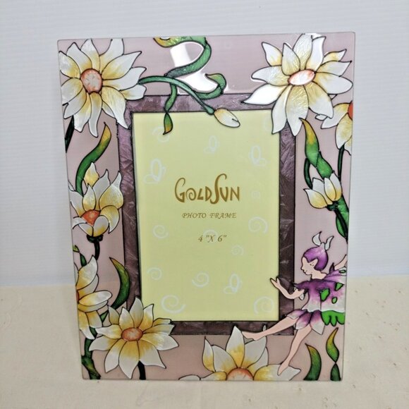 Hand painted sun catcher Picture Frame High Relief Flowers & Butterfly Fair - Picture 12 of 12